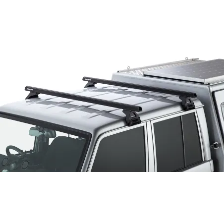 Kit 2 barres de toit noire Heavy Duty 1500mm avec pieds RL110 Toyota Land Cruiser série 79 2007-