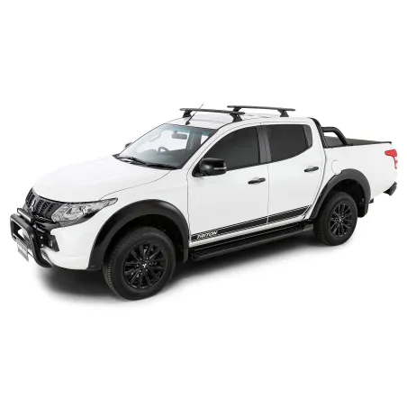 Kit 2 barres de toit noire Vortex 1260mm avec pieds RCH Mitsubishi L200 Gen V MQ-MR 2015-
