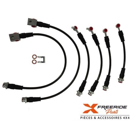 Kit 6 flexibles de frein aviation +10cm pour Nissan Patrol GR Y60