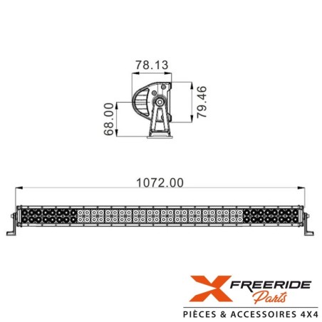 Rampe LED droite de 42" de 240W. Avec une très bonne finition, aluminium de qualité.