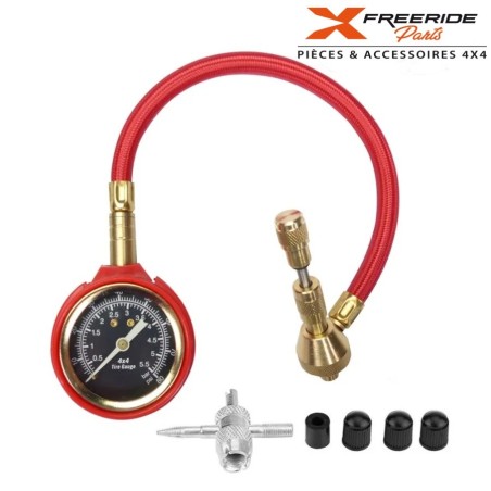 Coffret dégonfleur rapide avec manomètre + 4 bouchons en plastique